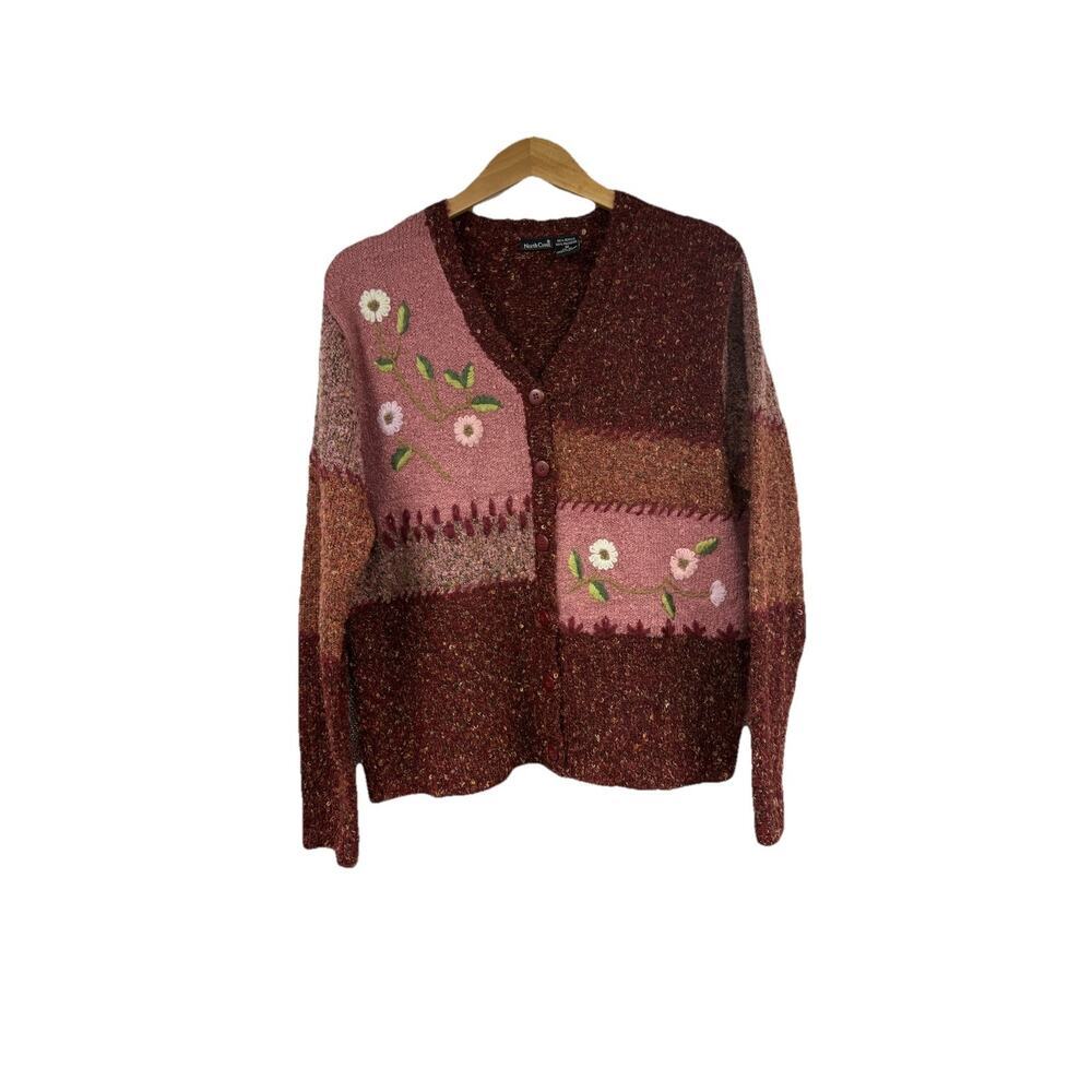 Vintage Northcrest Grandma Core Patchwork Twee Earthy Button Cardigan Womens‎ M